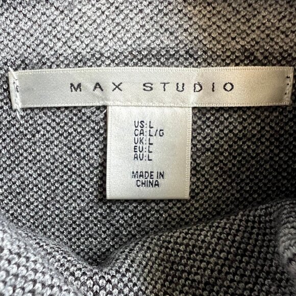 Max Studio Pullover Mock Neck Sweater, Black and White Block Plaid Print, Size L - Picture 5 of 13